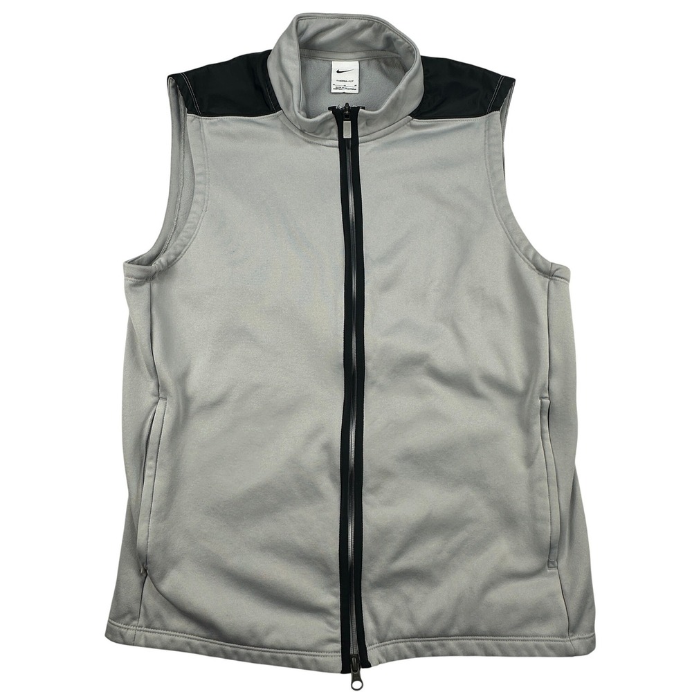 Nike Therma-FIT Full Zip Golf‎ Fleece Vest Mens Medium Grey Black DQ4573-084
